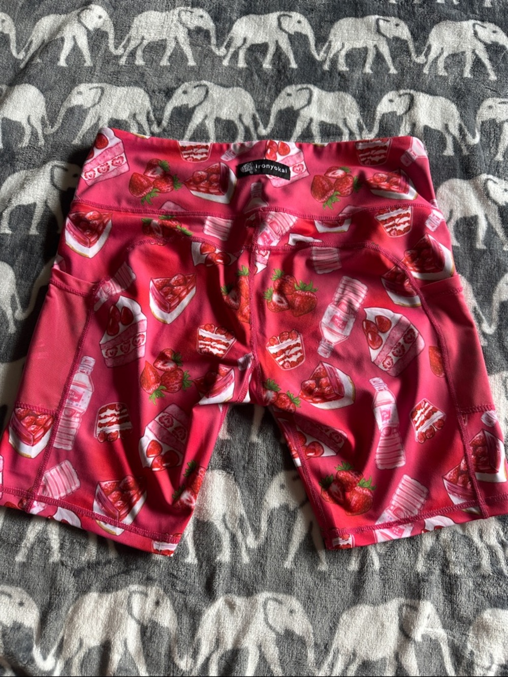Pink Strawberry Dessert Active Shorts